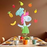 Vinilo infantil comedor escolar - Unicornio cocinero para decoración de escuelas y comedores infantiles - T1 - Pequeño