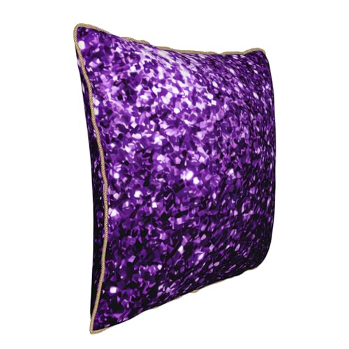 Housse de coussin velours doux confortable violet à paillettes - 3