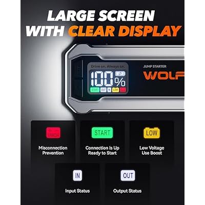 WOLFBOX 4000A Jump Starter,12V Car Battery Jump Starter with 65W Quick Charger & WOLFBOX MF50 Electric Air Duster-110000RPM Super Power Cordless Air Duster