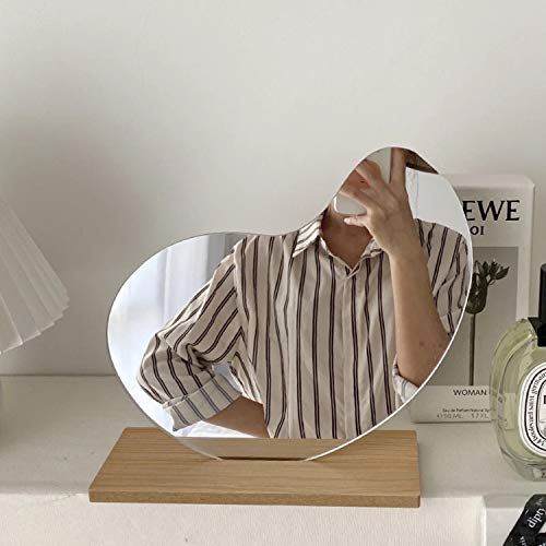 Guojozo Acrylic Makeup Mirror For Desk With Stand-Aesthetic Desk Decor Vanity Mirror-Frameless Table Top For Bedroom,Living Room And Minimal Spaces Room Decor (Bean) #TOP2