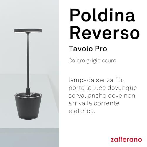 Zafferano Poldina Reverso Da Tavolo Accu Grigio - 3