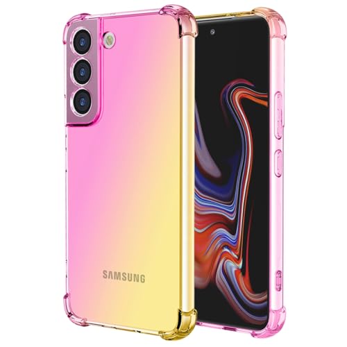 Sailundeng Custodia per Galaxy S22 5G Cover/per Samsung S 22 SM-S901B custodie per telefono trasparenti carine gradiente sottile anti graffio in TPU flessibile telefono per Samsung Galaxy S22 Rosa/Oro