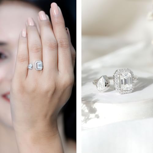 Certified Moissanite Toi Et Moi Engagement Ring in Silver, D-Vs1 Quality, Moissanite 2 Stone Ring - Ready To Gift2