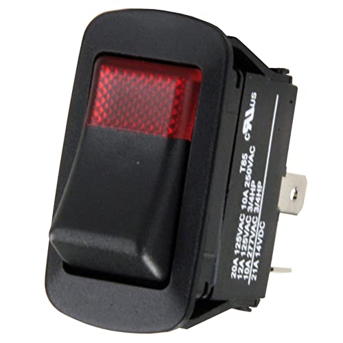 JR Products 13815 Lens 12V Lamp Water Resistant SPST On/Off Switch, Black/Red