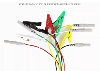 EEG Electrode Alligator Clips, 59 Inch Multicolor Cables, DIN 1.5mm Plug, Electroencephalogram Leads, 5 Conduction Wires, 5pcs/pkg