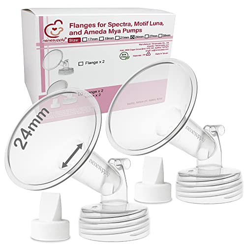 Image of Nenesupply 24mm 2 pc Flanges Duckbill Valves Compatible with Spectra S2 S1 9 Plus Synergy Gold Breastpump Replacement to Spectra Pump Parts Flange Accessories Wide Mouth Work with Backflow Protector