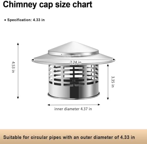 Stainless Steel Chimney Cap 2.5" - Flue Cover with Mesh Guard, Storm-Proof Animal Protection, Exhaust Rain Cap for Fireplace & Stove Pipe, Easy Install