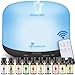 Diffuserlove Essential Oil Diffuser 500ML Ultrasonic Aromatherapy Diffuser Mist Humidifiers with Mute Design, Timer and Waterless Auto Shut-Off, 7 Color LED Lights for Office Home Bedroom Living