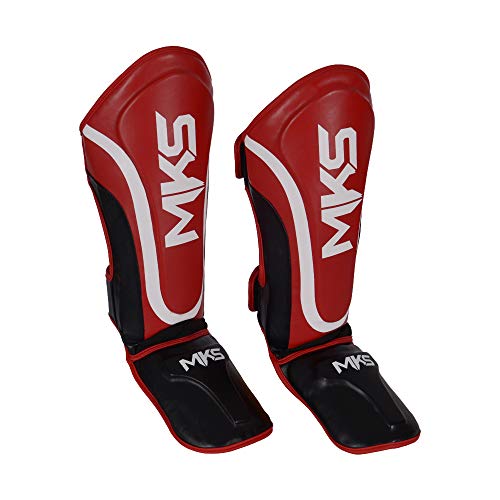 Caneleira de Muay Thai e Kickboxing MKS Prospect Vermelho/Preto (M)