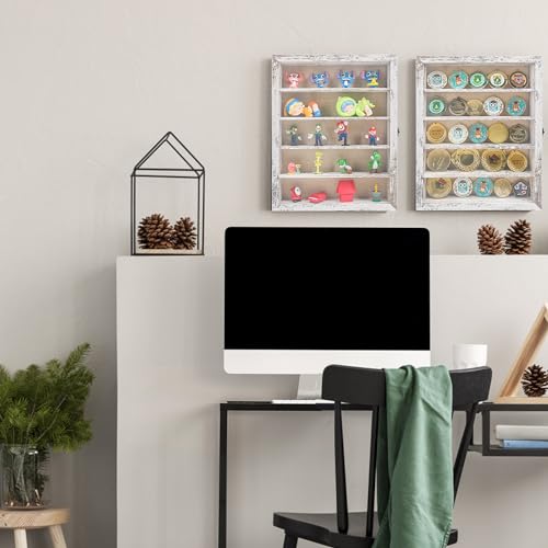 Image of GMFrames 11x14 Wooden Shadow Box Frame with Removable Shelves Deep Display Case for Military Medals Keepsakes White
