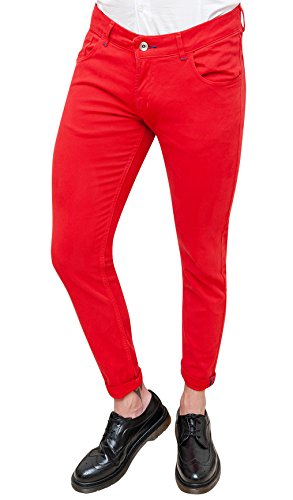 Jeans homme rouge Zerogradi en taille 38 et 40 pour un style denim unique
