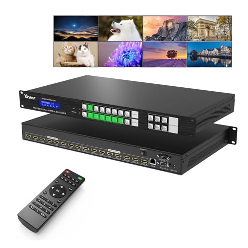 4K HDMI Matrix 8x8 - 8 in 8 Out Rack Mount Switcher & Splitter With IR Remote, 4K@30Hz EDID HDCP RS232 LAN Control
