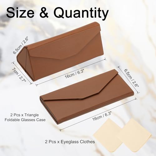 Image of PATIKIL Foldable Glasses Case, Triangle Magnetic Sunglasses Organizer Case PU Leather Eyeglass Case with Cloth for Glasses