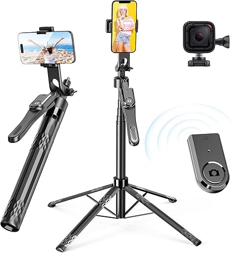 Image of Soopii 72-Inch Longest Bluetooth Selfie Stick & Extendable Tripod for i-Phone, Android, Go-Pro,Tripod Stand, 3-in-1 Gimbal Stabilizer Stand with 4-Leg Base for Travel, Photography, and Video Shooting