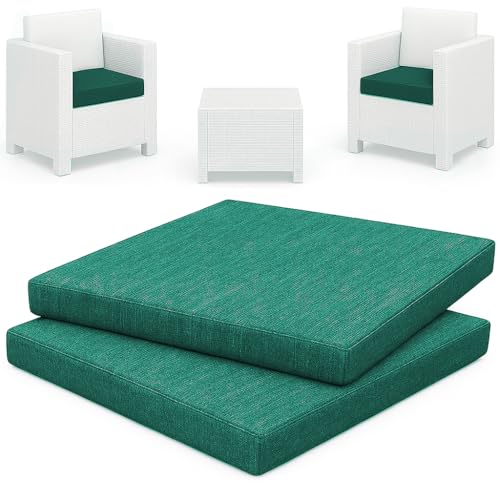 HAND 2 Cuscini da Esterno 53x50 cm, Alto 5 cm - per Sedie Giardino - Imbottiti e Impermeabili - Cuscini per Arredo Esterni, Salottini Rattan, Panche e Pallet - Made in Italy (Petrolio)