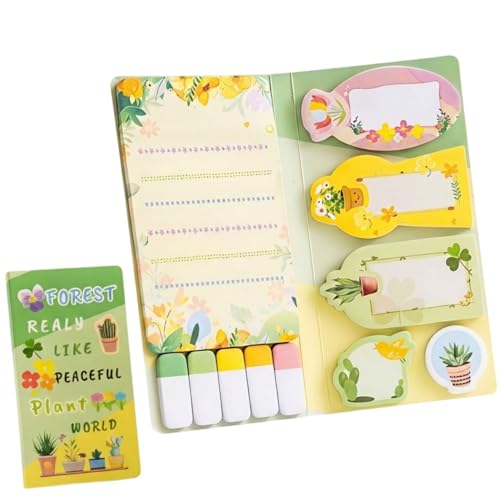 Image of FunBlast Bloom Markers & Petals Sticky Notes - 11 Sheets /440 Sticky Notes, Sticky Pad for Study, Point It Marker Stationery Items, Self-Adhesive Memo Pad, Planners and Memo Sticker (Forest)