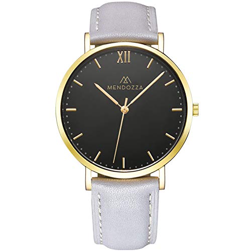 MENDOZZA Midnight Black Montre unisexe avec bracelet en cuir et verre saphir Noir 40 mm, 40 mm Cover