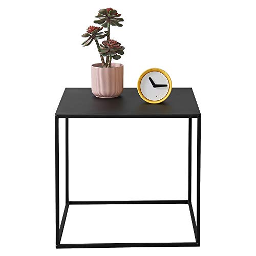[en.casa] Mesa Consola 50cm x 55cm x 55cm Mesa Pequeña Estable Almacenamiento de Pared Negro Mate