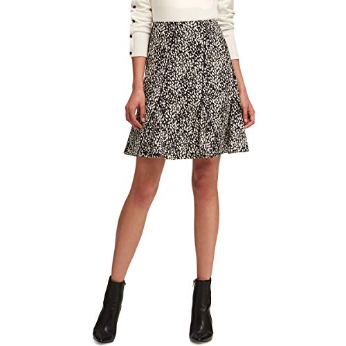 DKNY Womens Spotted A-line Skirt, Black, 8