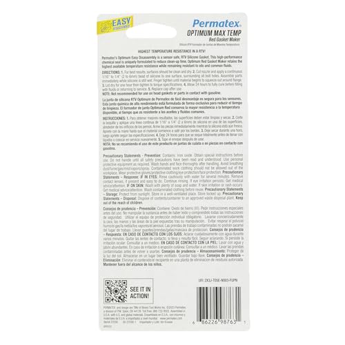 Image of Permatex 27038 Optimum Red High Temperature Gasket Maker, 3 oz