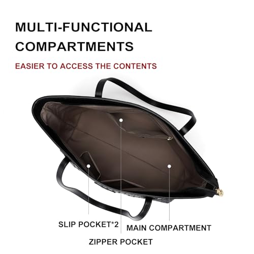 Bolso Tote de cuero para mujer con cremallera miniatura 5