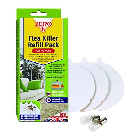 Zero In ZER019 Flea Killer Refill Pack (3 Refill Discs and 2 Spare Lamps), White, 22.3 cm*3.0 cm*19.5 cm Cover