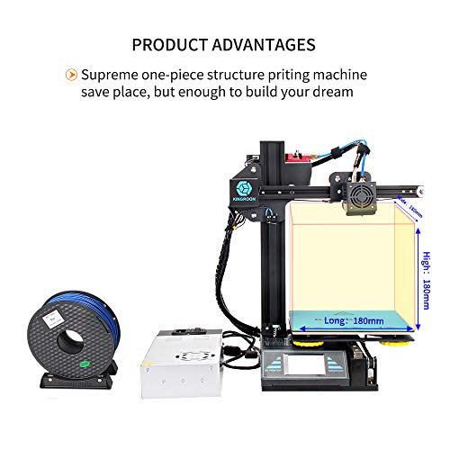 3D Printer, Kingroon DIY Aluminum Resume Printer with Touch Screen Assisted Level Free MicroSD Card Preloaded with Printable 3D Models, Printing Space (180x180x180mm)
