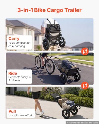 VEVOR 60 lbs 3-in-1 Folding Trailer
