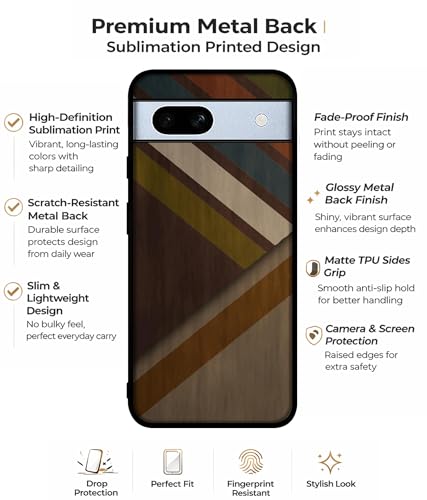 Image of Colorful Wooden Pattern Design Premium 2D Printed Metal Back Case Cover for Google Pixel 7A 5G