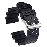 Carty 22mm Watch Bands Quick Release Silicone Quality Rubber Replacement Watch Straps for Men Black...