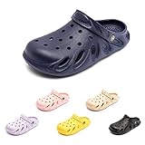  Clogs Kinder Gartenschuhe Junge Mädchen Hausschuhe Sandalen Sommer Pantoletten Strandschuhe Badeschuhe Bequeme rutschfeste Atmungsaktiv Schwarz Blau Rosa 24-40 EU,BL-34
