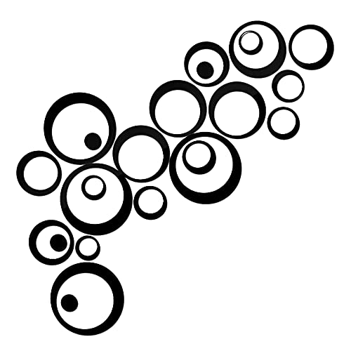 Cugbo Crystal Mirror Wall Stickers Acrylic Stereo Circle Diy Wall Stickers Bedroom Living Room Mural (Black) #TOP2