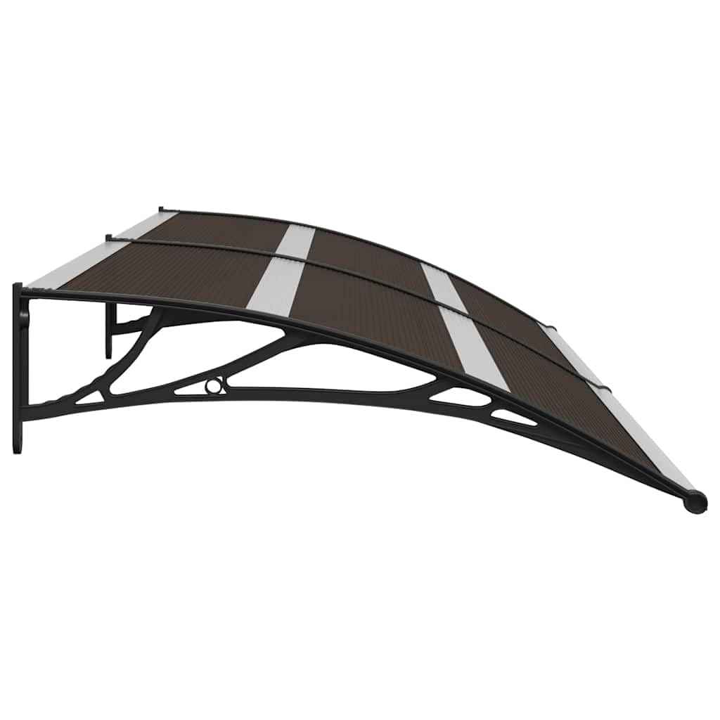 Tettoia nera 240 x 75 cm in policarbonato con staffe in ABS e aste in alluminio per porta di casa e finestre, tettuccio resistente alle intemperie con accessori di montaggio per privati