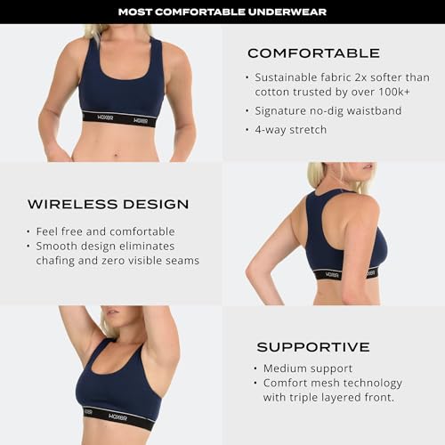 Image of Woxer Boss Bralette for Women - Wireless, Seamless Racerback - Modal Sports Bra, Lounge, Sleep Bralette, Wireless Bra