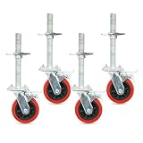 Suuiwau 8 inch Gerüstrollen Set (4 Stück) mit Stahlspindel,Gerüsträder 200 mm, Gerüstspindel Ø 30 mm,Lenkrolle 600 kg für Gerüst Rollgerüst