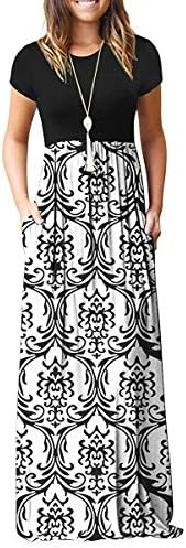 MISFAY Women Short Sleeve Loose Plain Maxi Dresses Casual Long Dr...