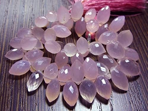 Chalcédoine rose naturelle en briolettes facettées 10x5mm pour perles
