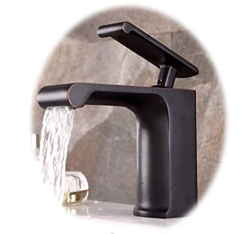 Robinet en cascade en laiton massif noir mitigeur de salle de bain luxe 30 cm
