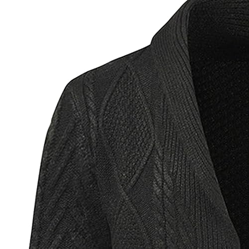 Mens Casual Shawl Collar Cardigan Sweater Button Down Open Front Knitwear Cable Knitted Ribbed Outwear With Pocket3