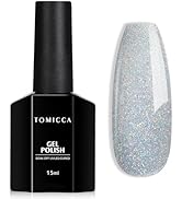 TOMICCA UV Nagellack Weihnachten Glitter Silber, 15ml Glitter Silber Gel-Nagellack, Soak Off UV/L...