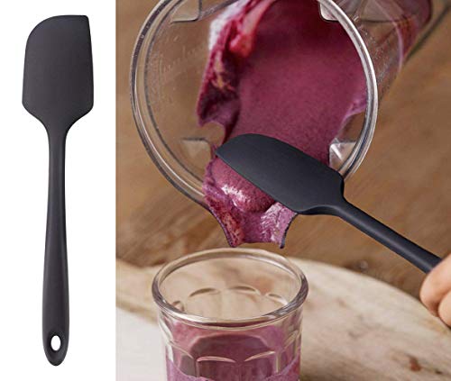 Image of P-Plus International Silicone Spatula Set 4-pcs - 446ºF Heat-Resistant Baking Spoon Spatula - Seamless One-Piece Design Easy to Clean - Non-Stick Silicone Stainless Steel Core (Spatula 4A Black)