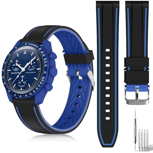 BananaHome Bands for Moonswatch Watch,Soft Silicone Strap Compatible with Omega x Swatch MoonSwatch Speedmaster 20mm Watch,Waterproof Replacement Strap for Swatch Omega Men Women