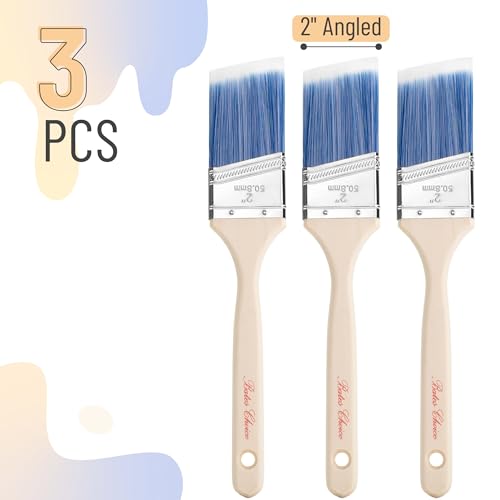 Bates- Paint Brushes, 2-Inch, 3 Pack, Angle Brushes, Treated Wood Handle, Paint Brushes for Walls, Stain Brush, Wall Paint Brushes, Furniture Paint Brushes for Painting Walls, Painting Brush