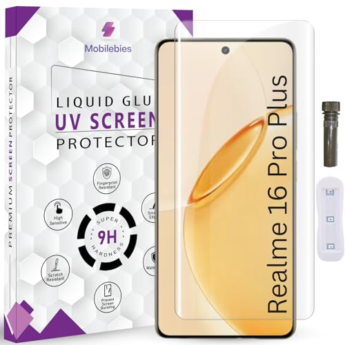 Image of Advanced HD+ UV Tempered Glass Screen Protector For Realme 16 Pro Plus 5G (6.8 Inch, Pack of 1) Full Adhesive UV Curved Screen Guard, Case Friendly with installation kit & Guide