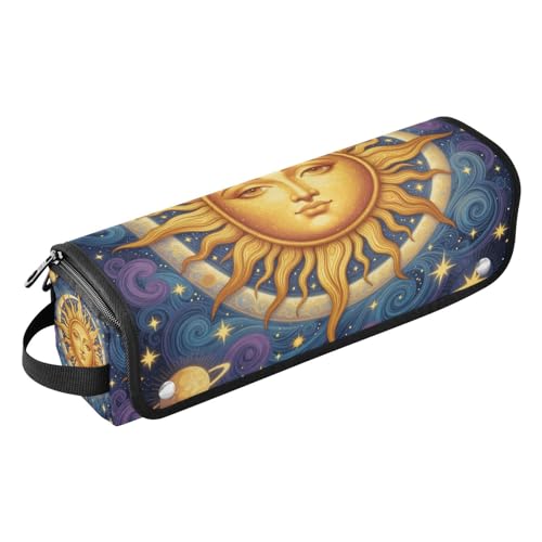 Bolsa de viaje para herramientas de cabello con almohadilla resistente al calor, gran capacidad para planchas, rizadores, secadores, organizador de accesorios místicos de sol y luna miniatura 1