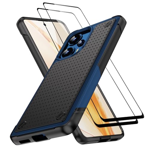 Jeylly for Xiaomi Poco F5 5G Case with 2 Pack Glass Screen Protector, Military-Grade Drop Protection Dual Layer Hard PC Soft TPU Bumper Shockproof Protective Cover for Xiaomi Poco F5 5G, Blue