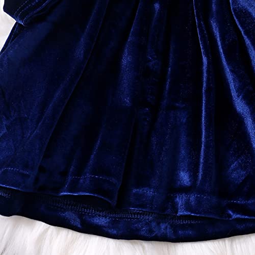 Toddler Velvet Dress Long Sleeve Velvet Tutu Dresses Baby Girls Velvet Ruffle A-Line Dress Infant Princess Christmas Birthday Velvet Party Dresses Fall Winter Outfit Royal Blue 9-12 Months #TOP5