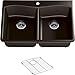 KOHLER K-8185-1-CM2 Kennon 33 in. x 22 in. x 9-5/8 in. Neoroc top Mount Double-Equal Kitchen Sink, Matte Brown