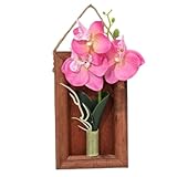 Cadres photo en bois : décoration murale de fleurs artificielles avec un motif d'orchidée papillon 3D, combinant des fleurs en soie et des tiges en fil de fer pour un affichage mural réaliste en intérieur ou en extérieur ; comprend un cadre en bois mesurant 19 x 12 x 2,5 cm, léger d'environ 180 g, convient pour le salon, la chambre, le bureau, le bar, la chambre d'enfant et la décoration de jardin