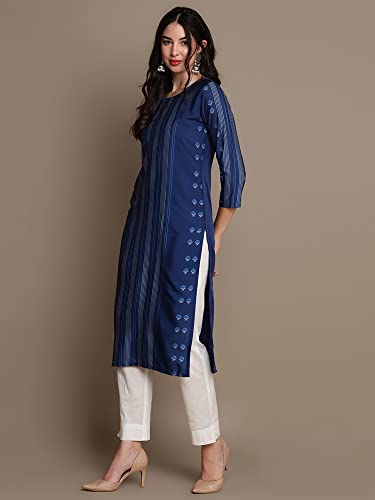 Image of Vaamsi Women's Crepe Solid Regular Kurta